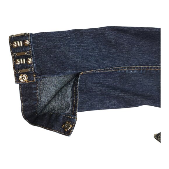 Ruby Rd Womens Denim Jacket Embellished Collar & Cuffs Size 18 Zip Stretch - Picture 10 of 13